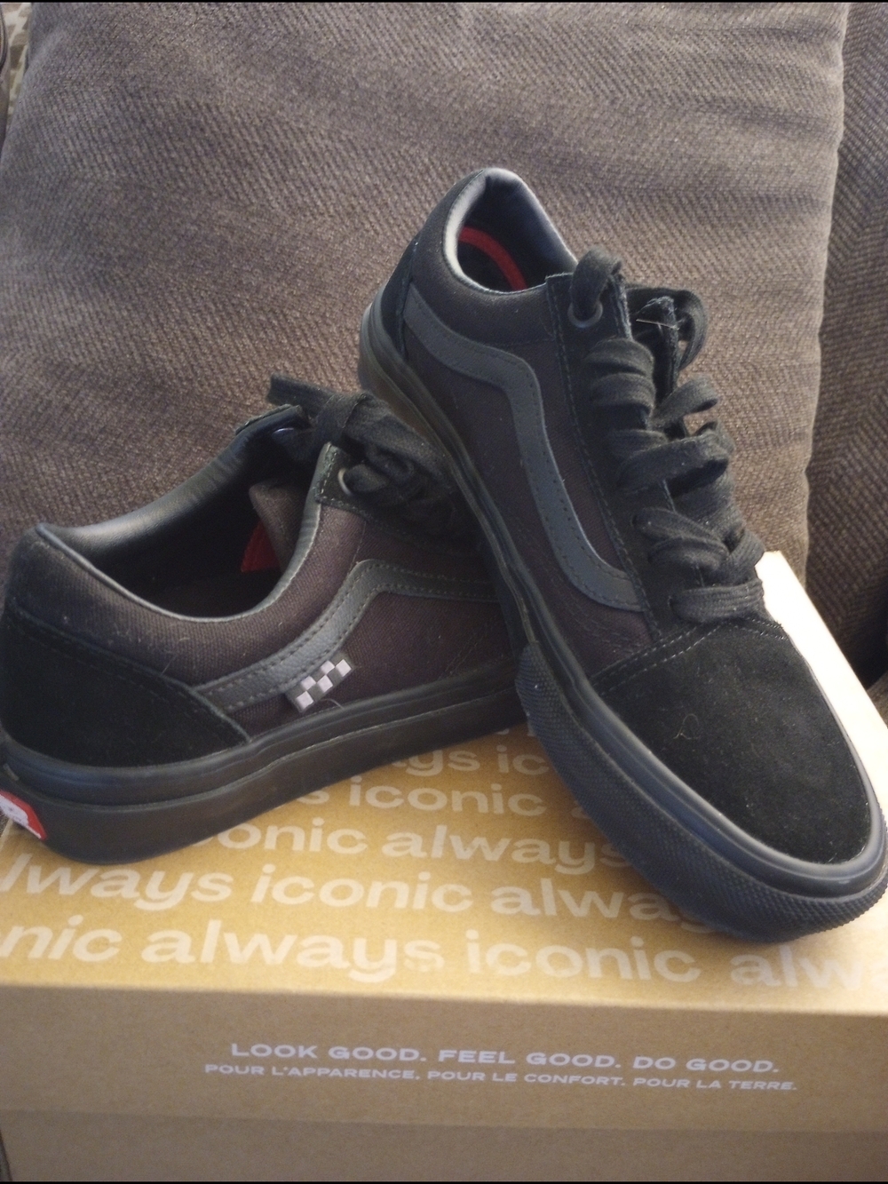 Vans Skate Old Skool Blackout Classics Suede/Canvas Shoes Unisex Men's Size 6.5